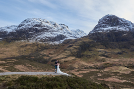 Bride and groom at the three sisters