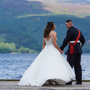 Bride and Groom on pier