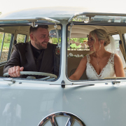 Couple in vintage car